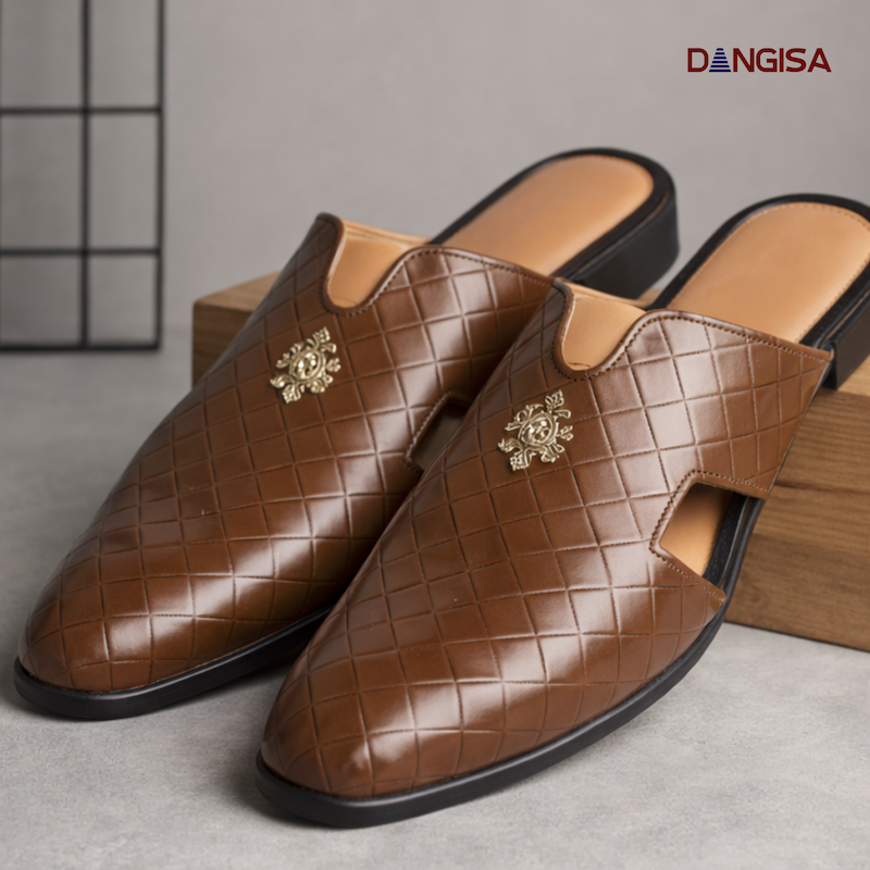 The Quilted Tan Mule