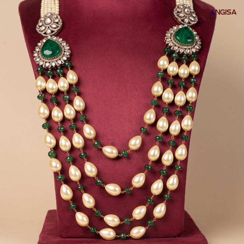 Pearl & Emerald Multi-Layer Maala