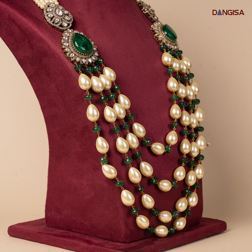 Pearl & Emerald Multi-Layer Maala
