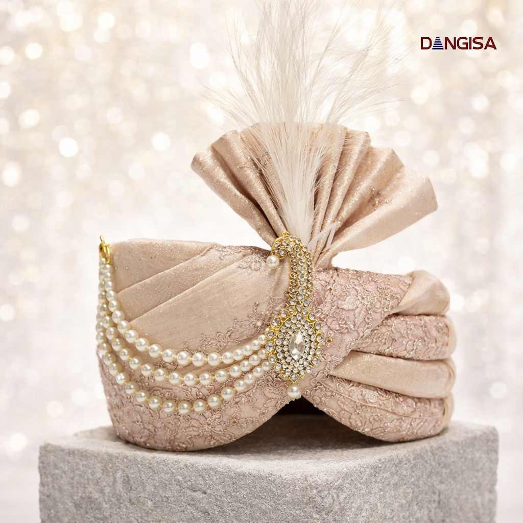 Radiant Sequin-Work Ivory Safa