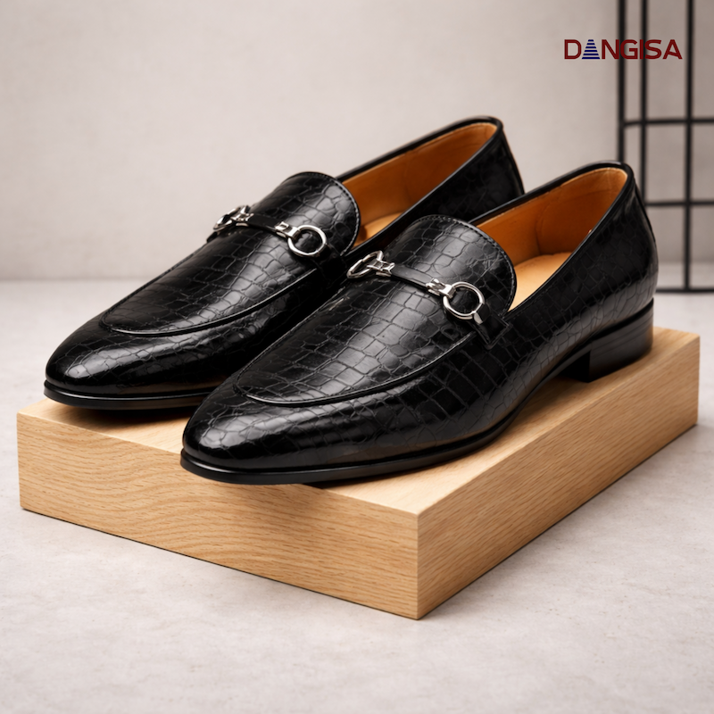 The Glossy Black Croc Loafer