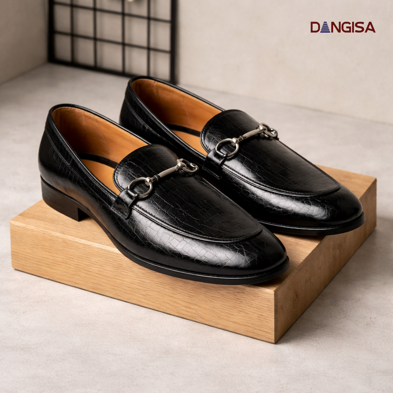 The Glossy Black Croc Loafer