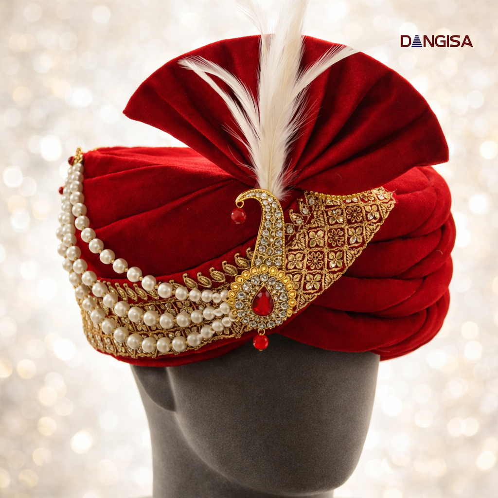 The Royal Crimson Velvet Safa