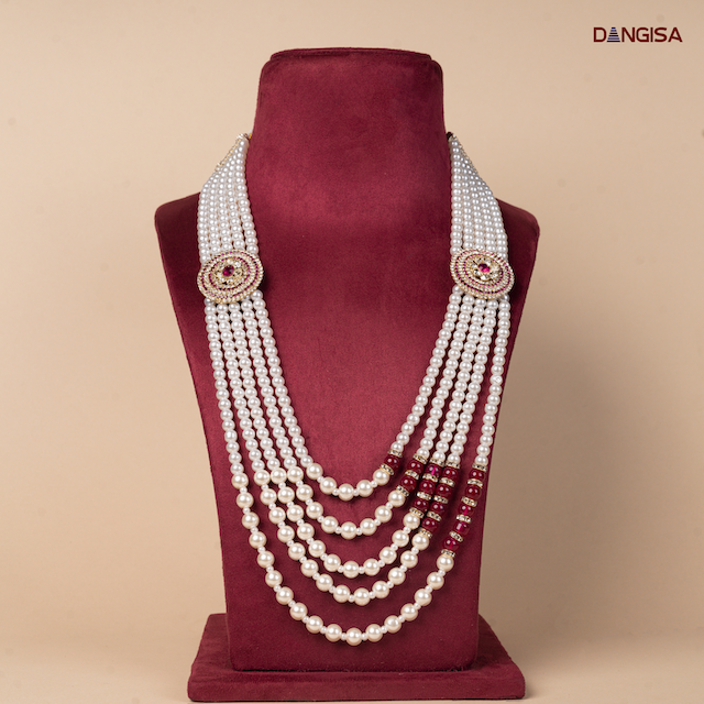 The Royal Pearl & Ruby Medallion Maala
