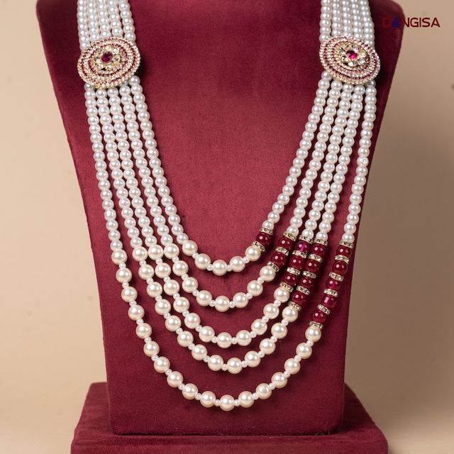 The Royal Pearl & Ruby Medallion Maala