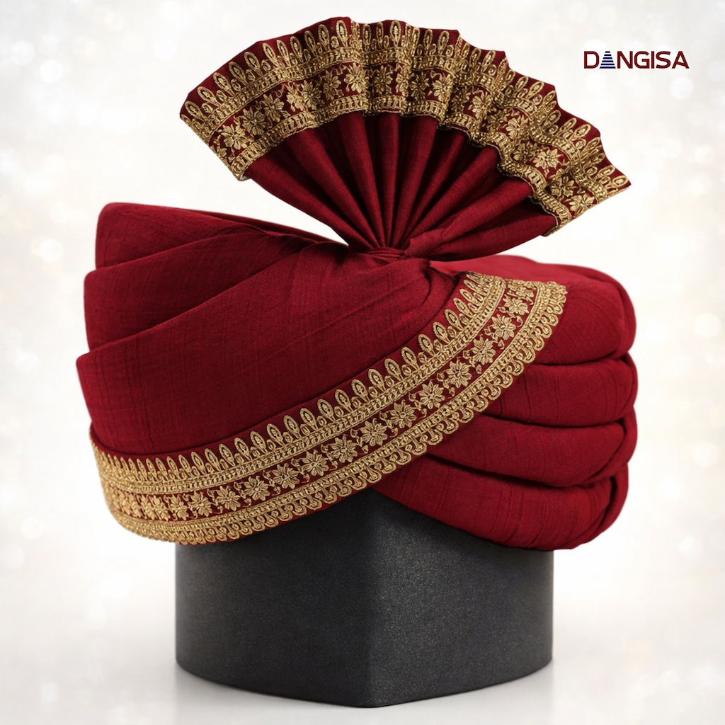 Classic Maroon Zari-Bordered Safa