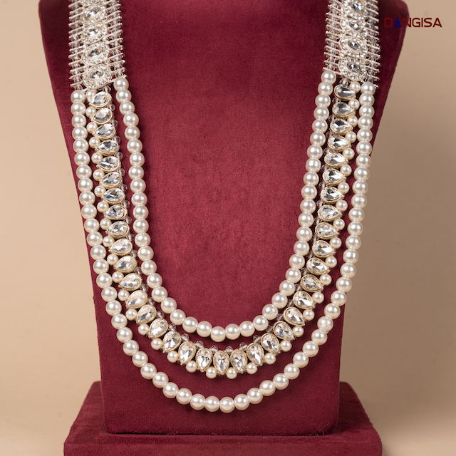 The Majestic Pearl & Crystal Strand Maala