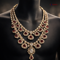 Crimson Ruby & Gold Filigree Mala