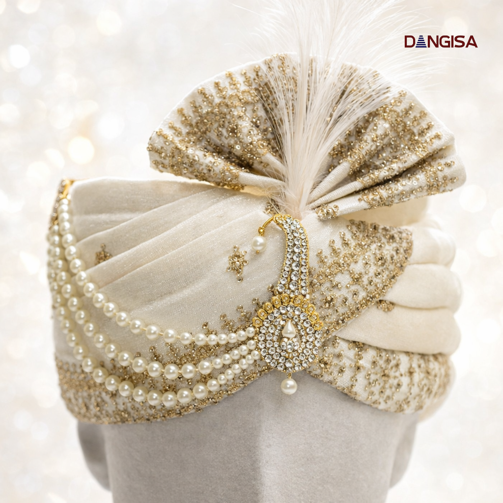 The Gilded Pearl Ivory Safa