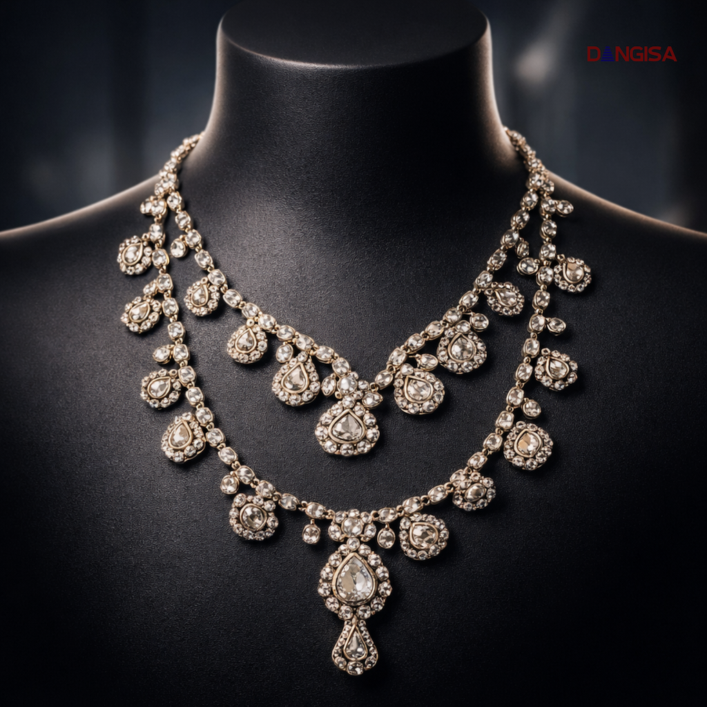 The Crystal Waterfall: Clear Stone Sherwani Mala