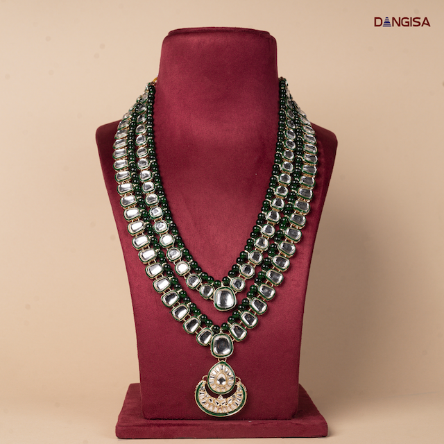 The Emerald & Crescent Polki Maala