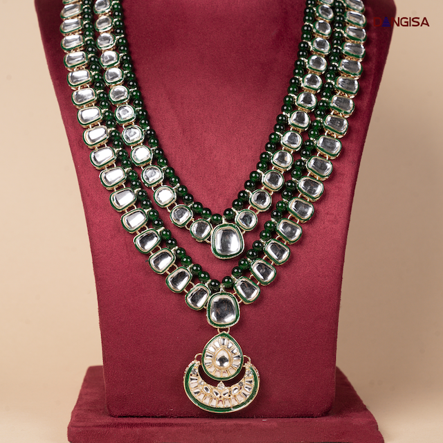 The Emerald & Crescent Polki Maala