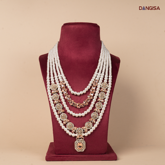 The Rose Gold & Champagne Pearl Maala