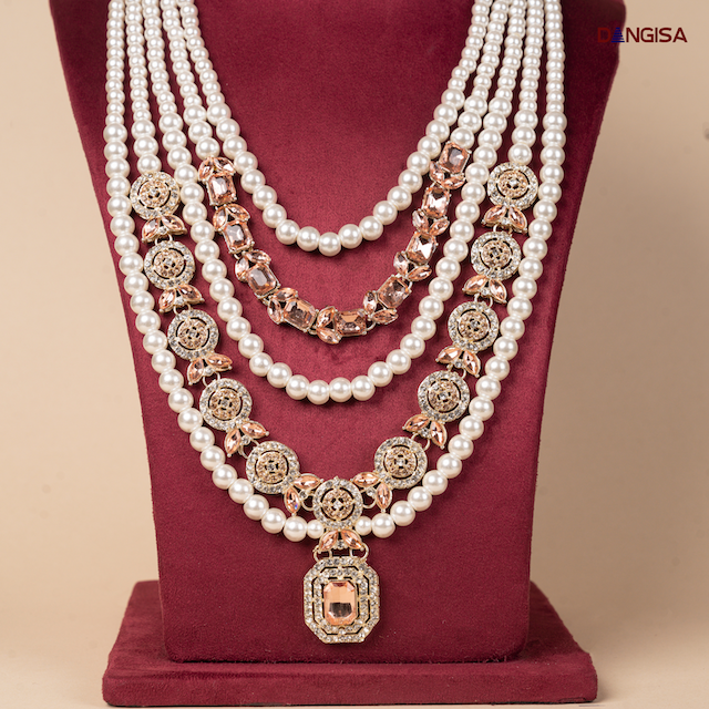 The Rose Gold & Champagne Pearl Maala