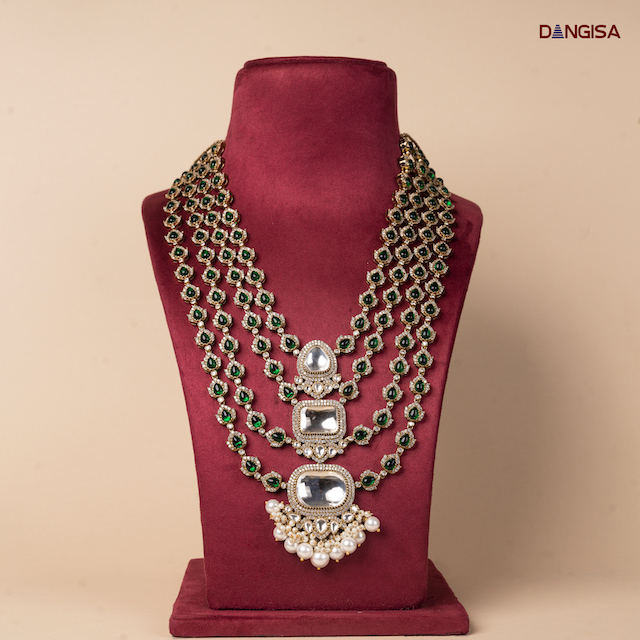 The Emerald & Crescent Polki Maala