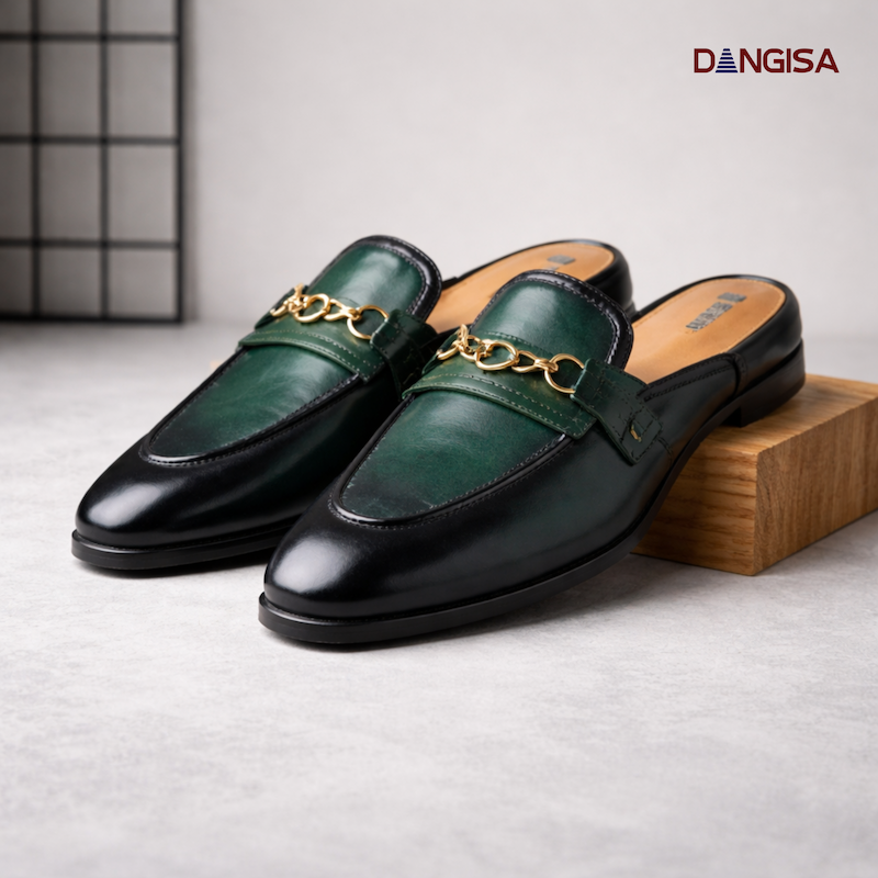 The Emerald & Black Horsebit Mule