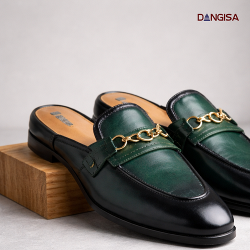 The Emerald & Black Horsebit Mule