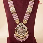 Indian Multi-Strand Long Necklace - Pastel Pink