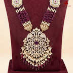 Indian Multi-Strand Long Necklace - Ruby Red