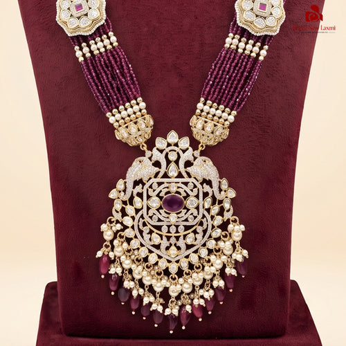 Indian Multi-Strand Long Necklace - Ruby Red