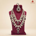 Royal Kundan Polki Stone Necklace - Maroon