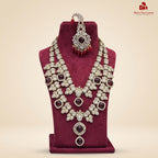 Royal Kundan Polki Stone Necklace - Maroon